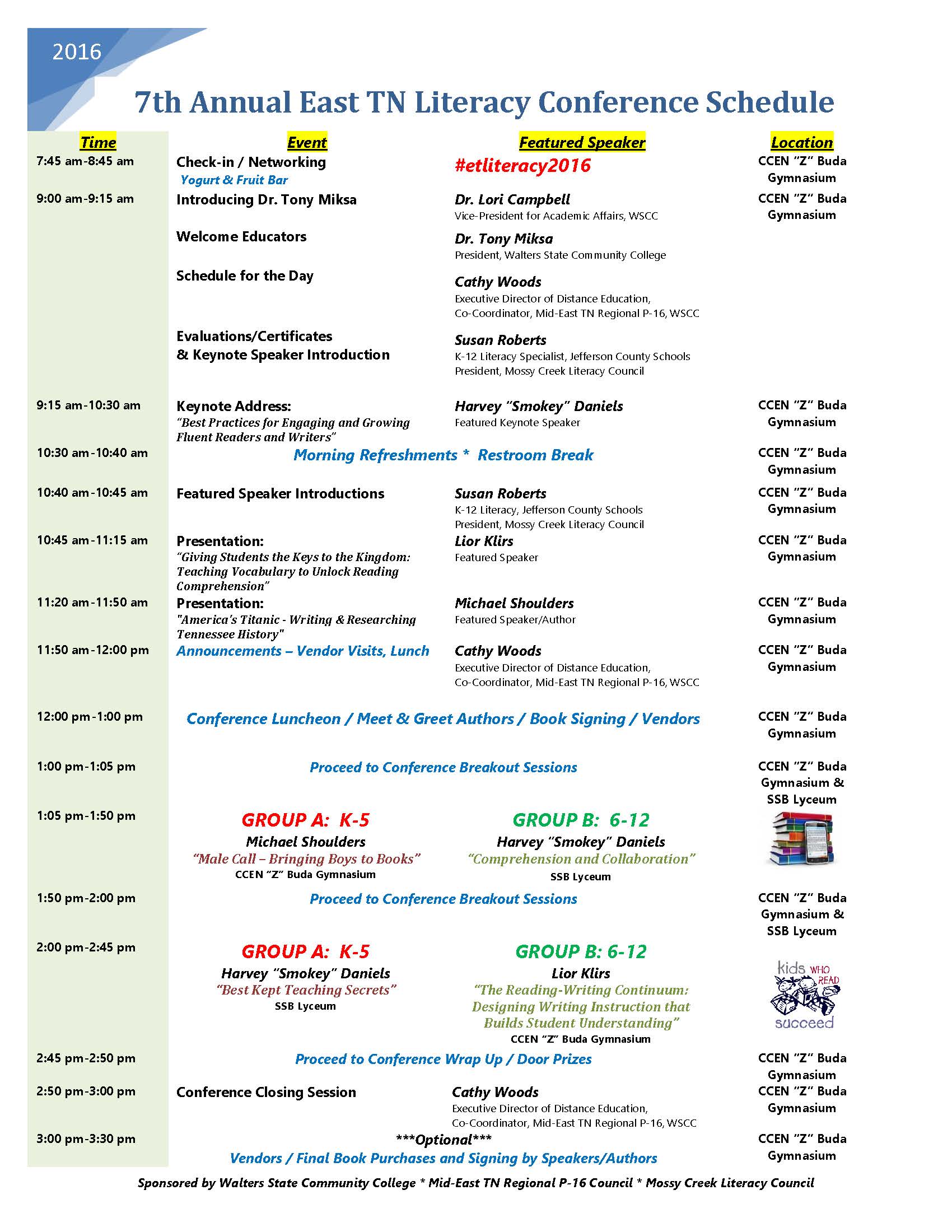 7th Annual Literacy Conference Schedule